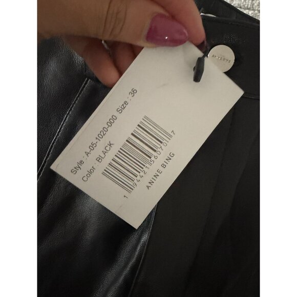 ANINE BING Lia Leather Zip Black Shorts Size US 6 NEW NWT - Picture 4 of 10
